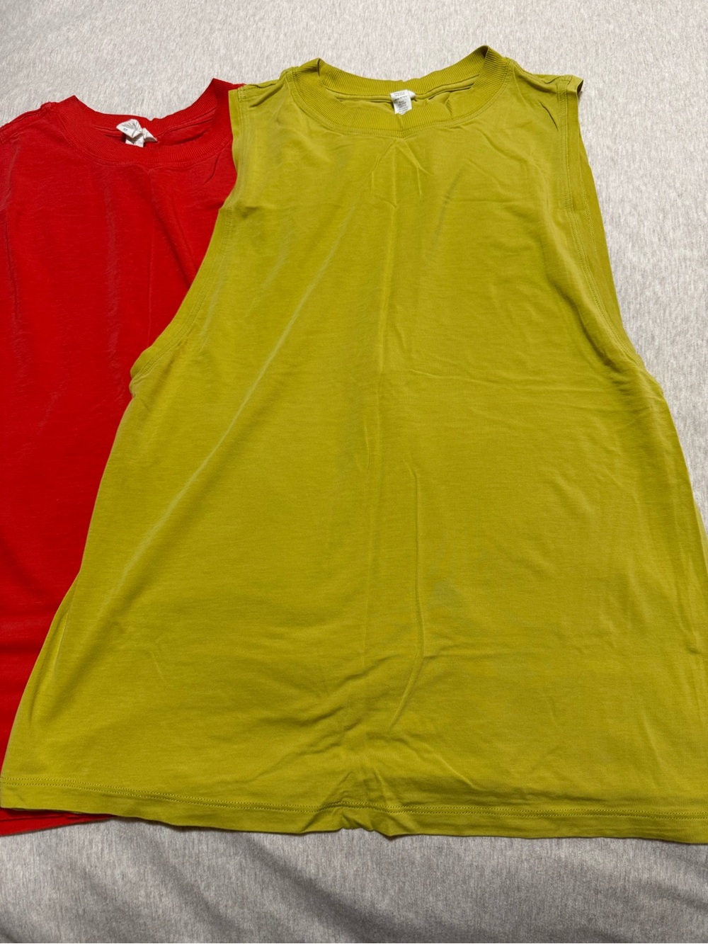 lululemon athletica Olive Green Muscle Tank (with Red Tank Behind)